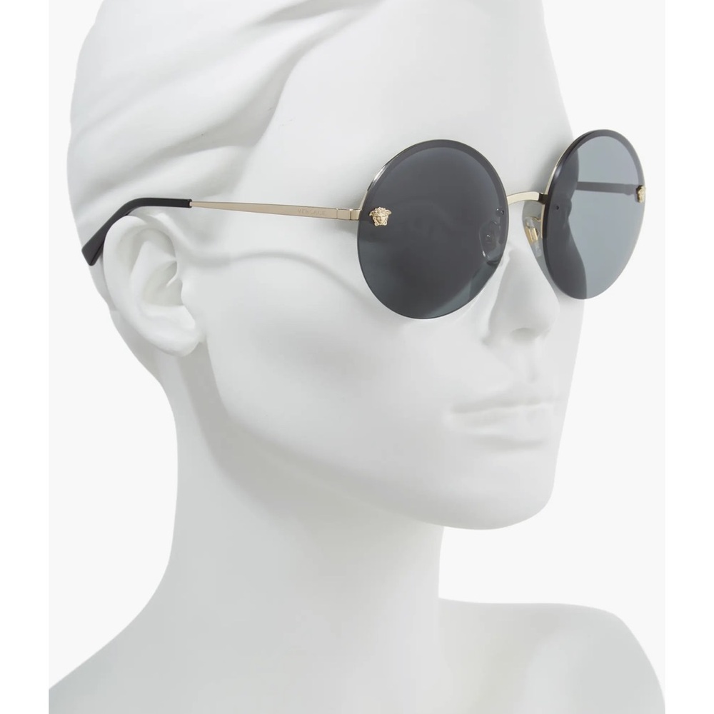 Versace Black and Gold Round Sunglasses